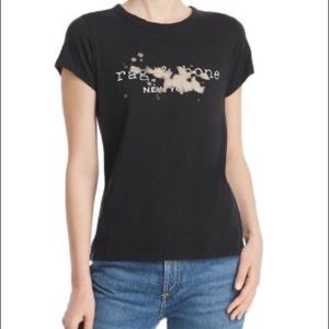 Rag & Bone Women’s Graphic Bleached Logo Tee Small Black
